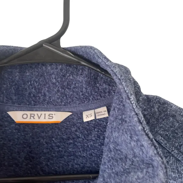 Orvis Womens XS Navy Blue Heather Sweater Fleece Full Zip Mock Neck‎ Vest - Image 7