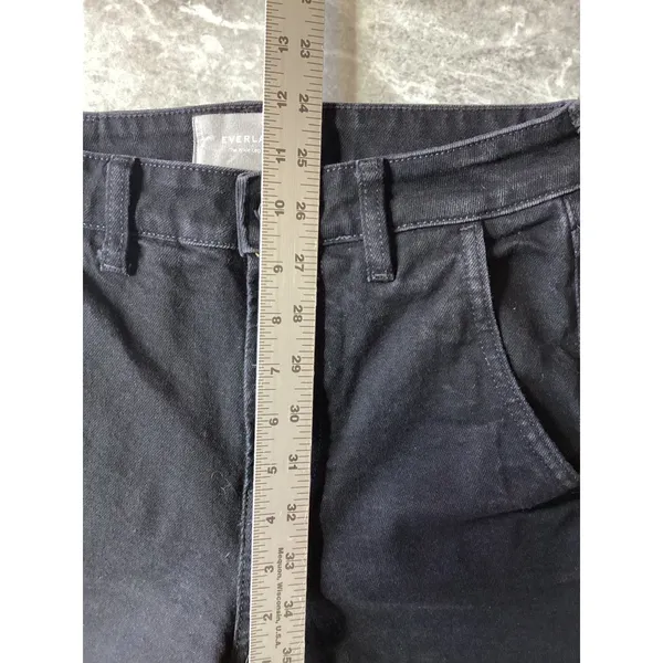Everlane The Wide Leg Jean Black High Rise Button Fly Ankle Pants Size 26 Ankle - Image 4