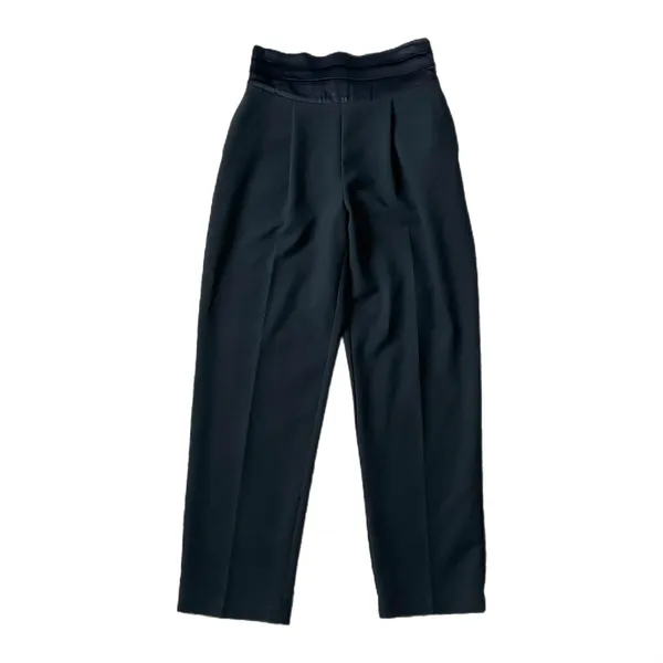 Maeve Anthropologie Trousers Navy Blue Satin Trim Pleated Size 6 - Image 2