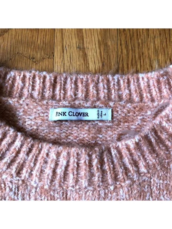 Pink Clover NWT Pink Heathered Crewneck Pullover Sweater Size L - Image 3