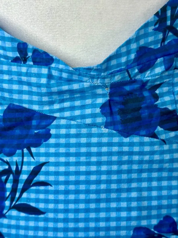 Jewel x Badgley Mischka Halter V-Neck Mini Dress in Blue 6 Womens Floral - Image 9
