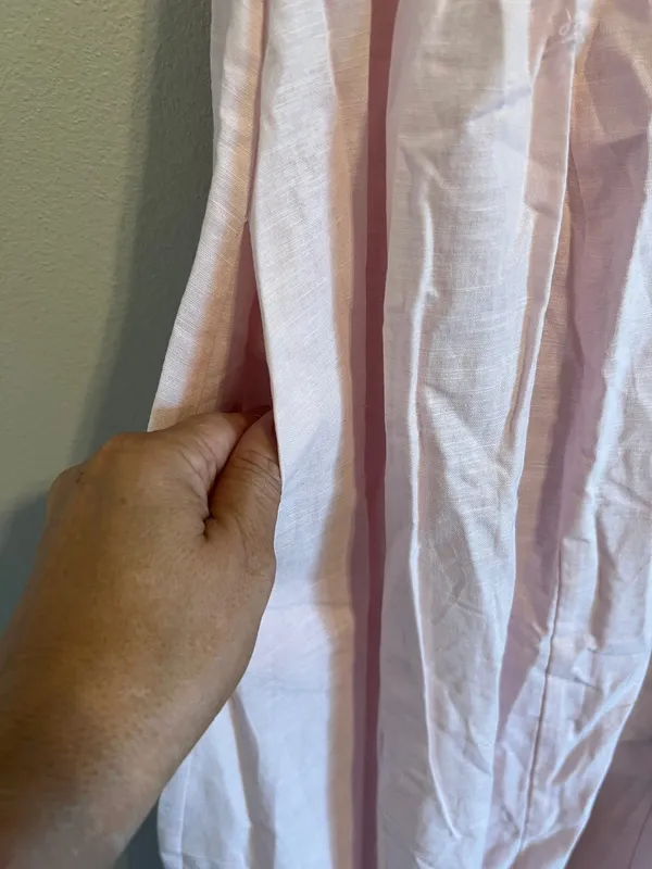 Commence Sleeveless Cotton & Linen Pleated summer Long Dress Pink - Image 3