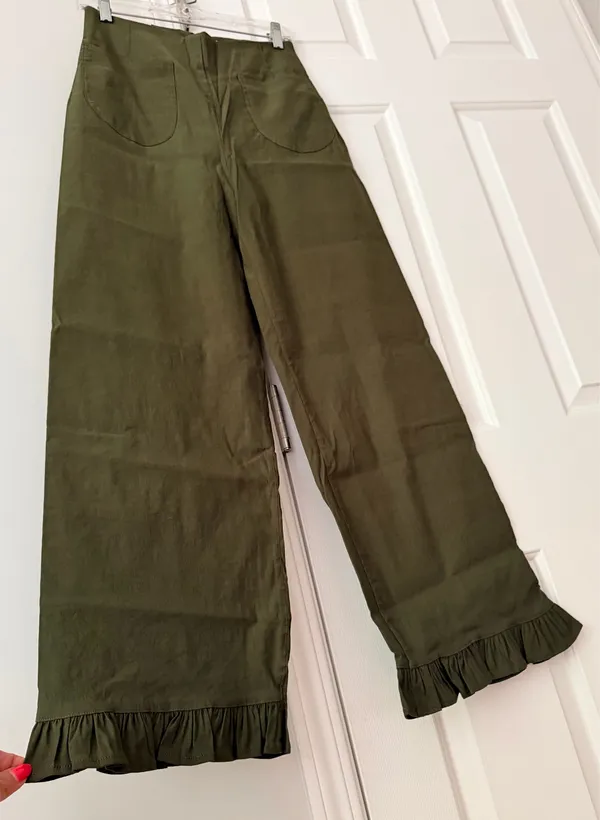 Anthropologie Maeve The Colette Ruffle-Hem Crop Wide-Leg Pants, Size 26 Tall - Image 9