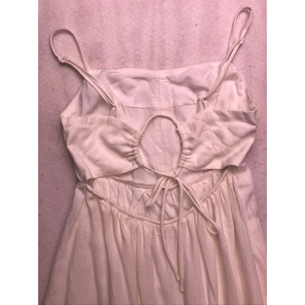 Hello Molly Midi Dress Women 4 White Linen Blend Tiered‎ Boho Sundress - Image 8