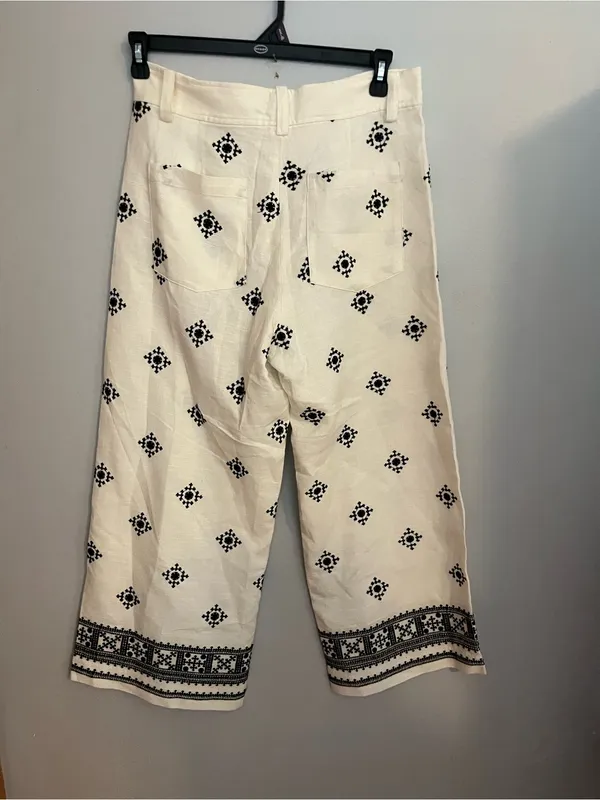 Zara Cream Wide-Leg Printed Chinos‎ - Image 2