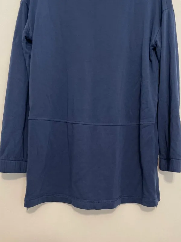 J. JILL Solid Blue Boat Neck Long Sleeve Fleece Lined Side Zip Zippers Tunic Top - Image 3