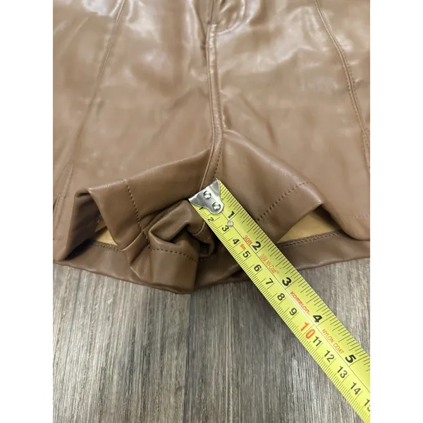 Pretty Little‎ Thing Brown Faux Leather High Rise Shorts - Image 3