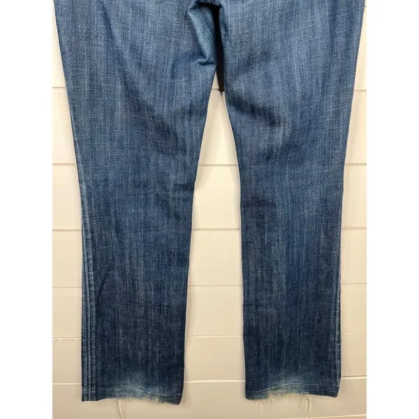 7 For All Mankind Medium Wash Distressed Bootcut Jeans Size 29 7.5" Low Rise - Image 7