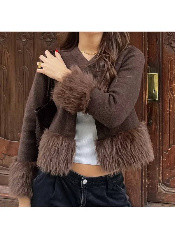 Zara NWT Brown Faux-Fur Trim Jacket - Image 9