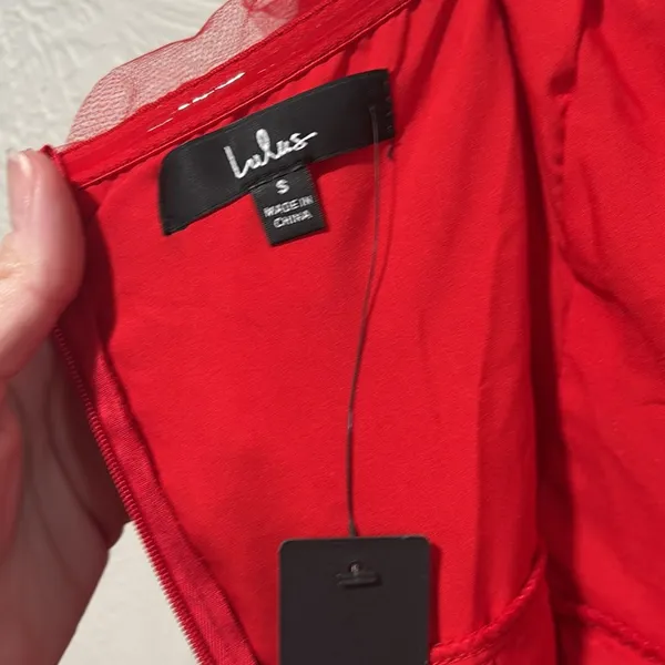 Lulus Queen Behavior Strapless Ruched Red Tulle Maxi Dress Size Small NWT - Image 6