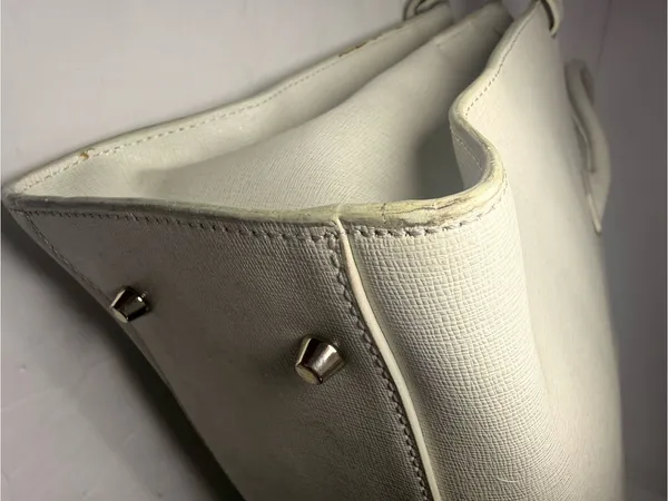 Furla Ivory Saffiano Leather Structured Tote Bag - Image 7