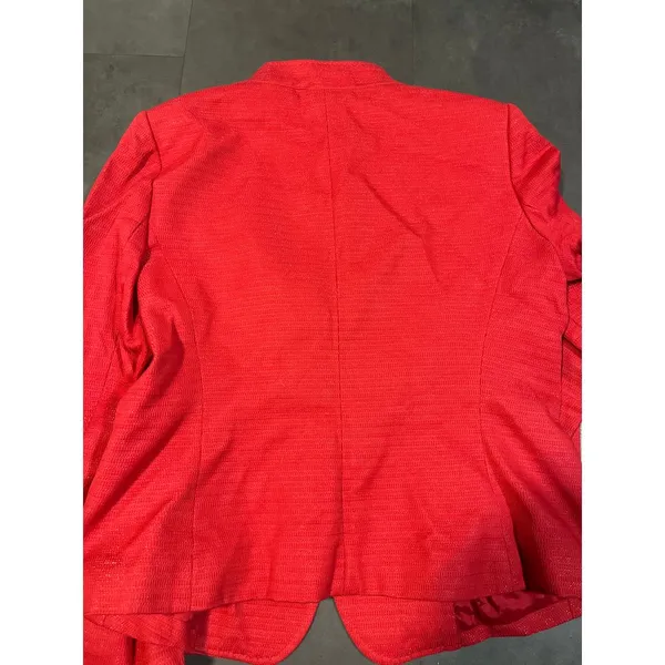Jones New York Red Ribbed Jacket Blazer Chic Button-Front Outerwear B-340‎ - Image 4
