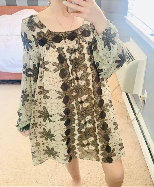 Free people cream floral chiffon babydoll dress - Image 3