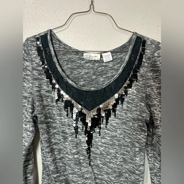 Miss Me Sequined Long Sleeve Size Large - Image 3
