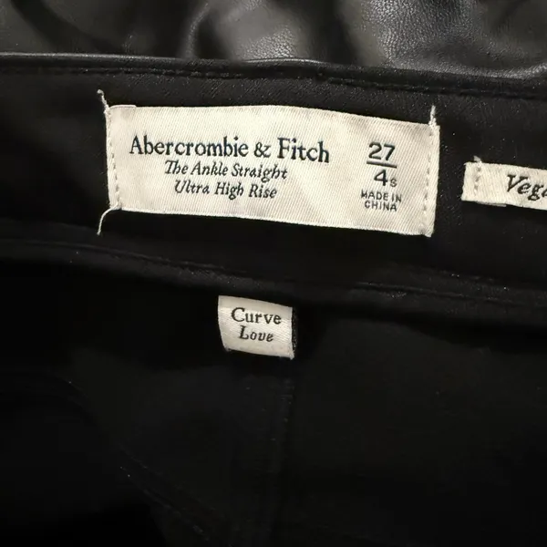 Abercrombie The Ankle Straight Ultra High Rise Vegan Leather Pants Womens 27 4s‎ - Image 3