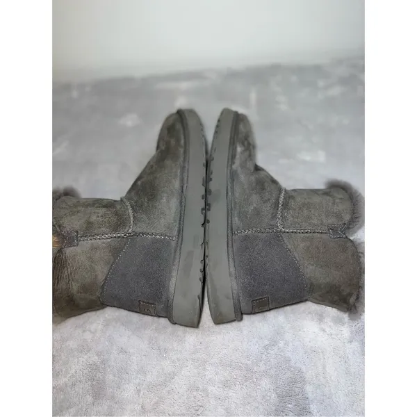 UGG Mini Bailey Button Gray Short ankle Boots 9 - Image 5