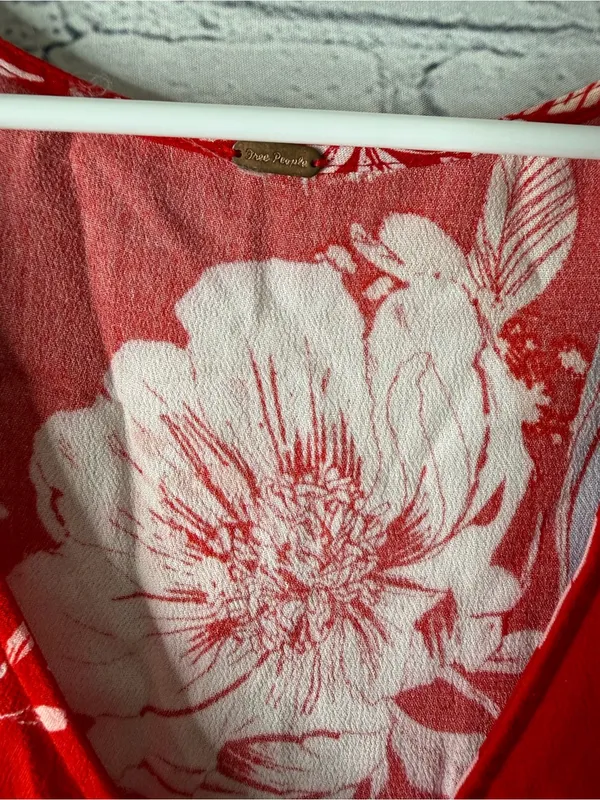 Free people Bella Red Floral V-Neck Babydoll Tunic - Image 11