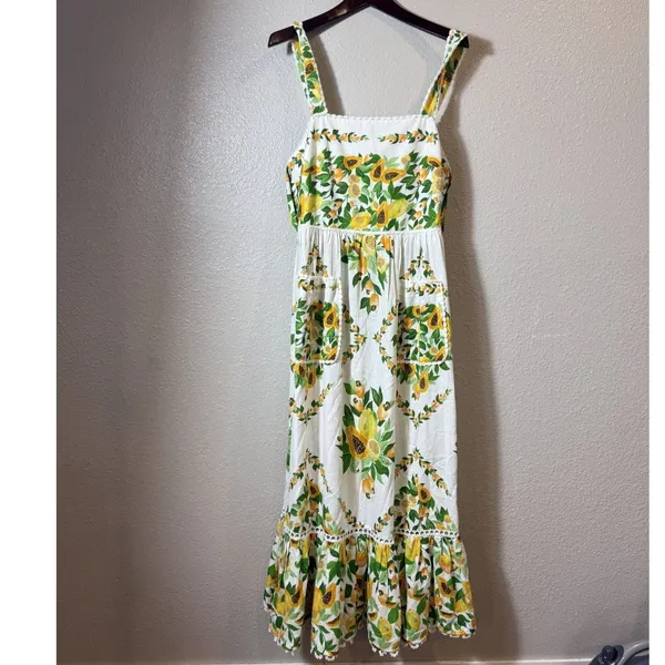 NWT FARM Rio Papaya Salad Scarf Maxi Dress Off‎ White Tropical Fruit Size M - Image 2