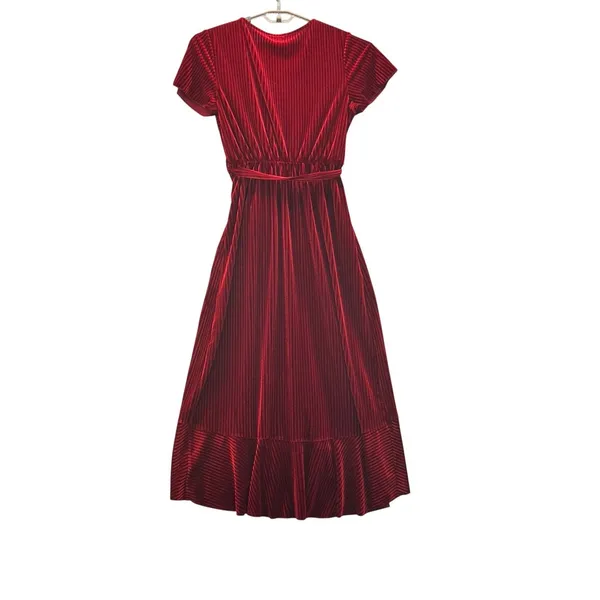 Velvet Wrap‎ Dress Red Large - Image 2
