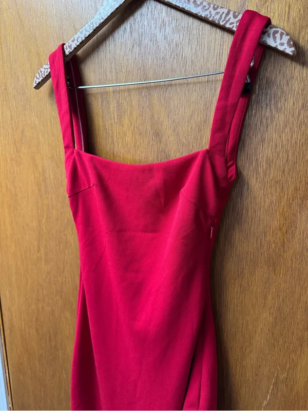 Babyboo Cyanne Square Neck Thigh Slit Scoop Back Maxi Dress Red XS Date Night - Image 7