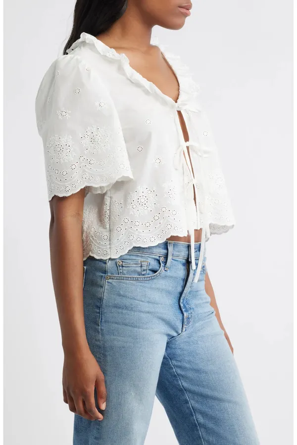WAYF Eyelet Crop Top - Image 2