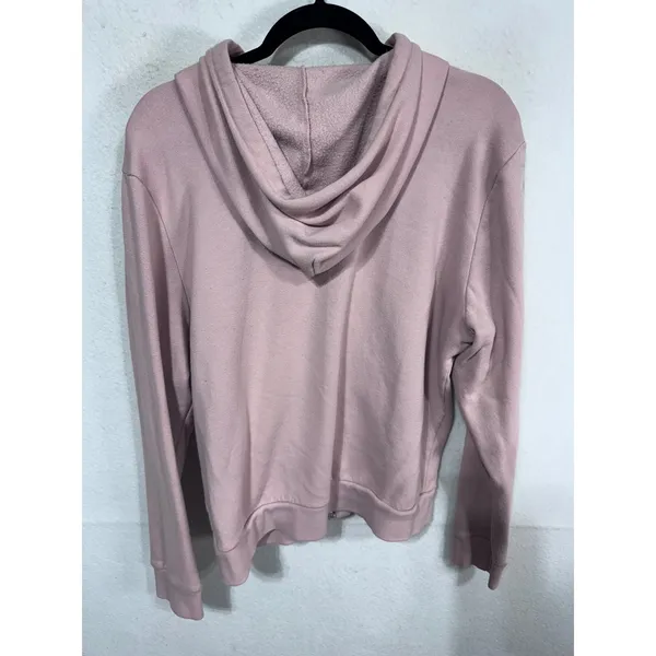 Victoria's Secret PINK‎ XL Gray Pink Hoodie Women Full Zip Silver Logo Fleece - Image 4