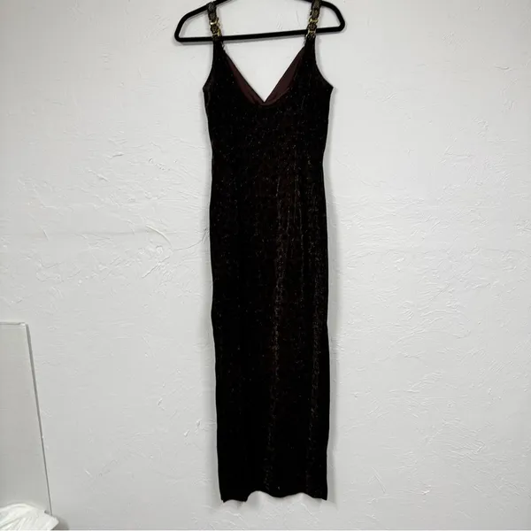 Vintage Scott McClintock Brown Leopard Maxi Dress Womens 6 Formal Glitter Y2K - Image 11