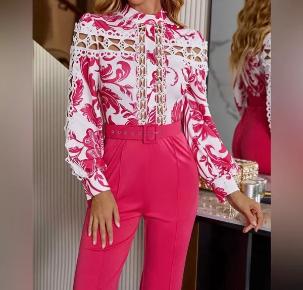 Boutique Floral Belted Jumpsuit - Image 3