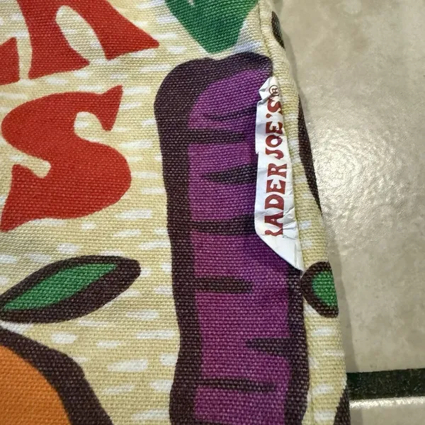 Trader Joe's Shopping Bag Fruit & Vegetable (100% cotton) Made In AOP/USA - Image 3