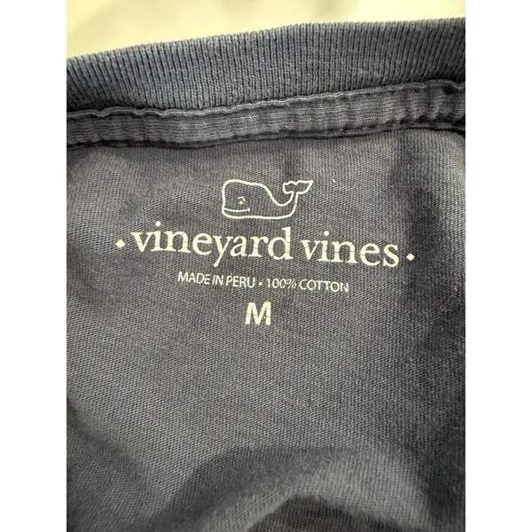 Vineyard Vines Football Long‎ Sleeve T-shirt Size M Blue Crew Neck Logo Whale - Image 4