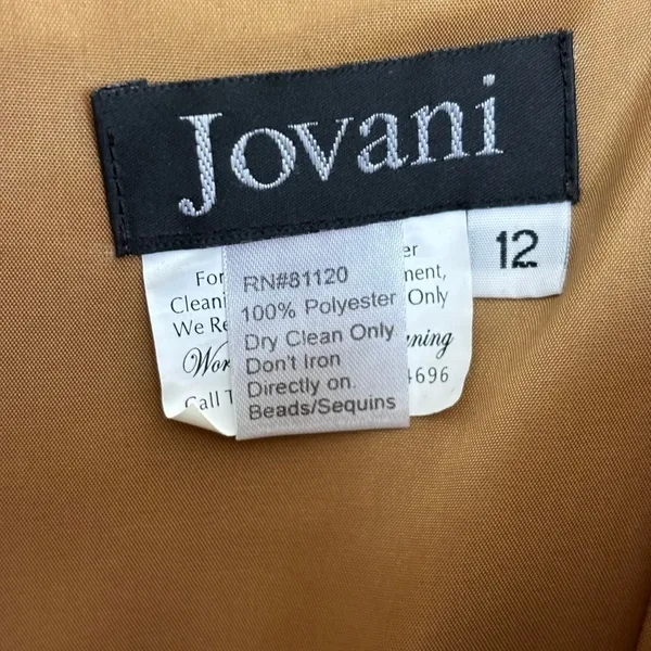 Jovani Formal Gown Sz‎ 12 Gold Brown Strapless Dress Sequins beaded Ball Prom - Image 8