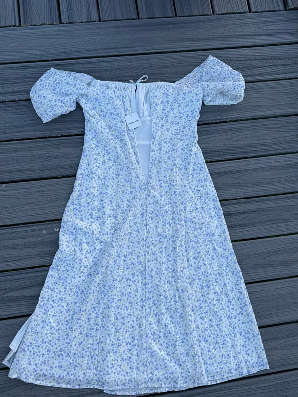 FORE blue floral boutique midi dress Size L - Image 4