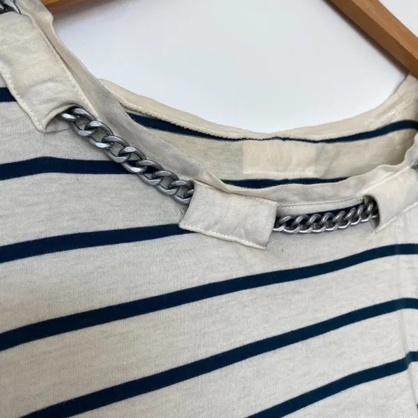 Madewell Navy & White Striped Sail Away Striped Chain Neckline Tee Womens S - Image 4