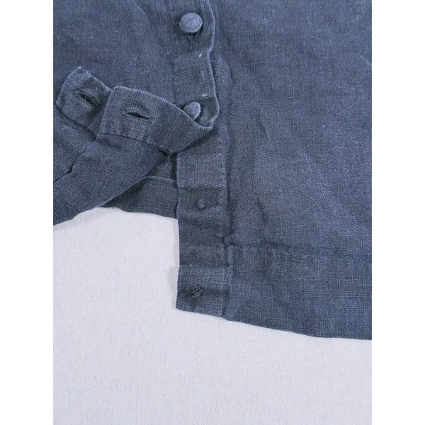 Turn Black Womens Linen Relaxed Crop Top XXL Black Minimal Organic Earthy Indie - Image 7
