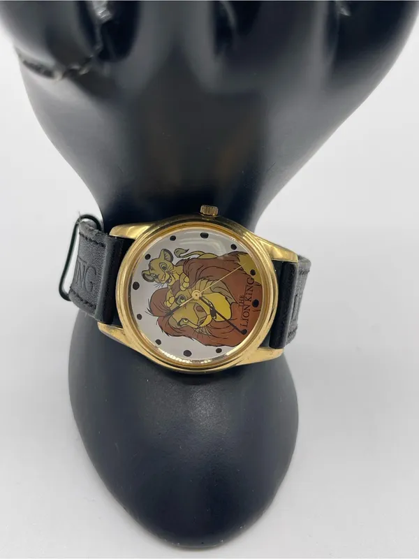 Disney The Lion King Simba & Mufasa Gold-Tone Watch with Black Strap - Image 2