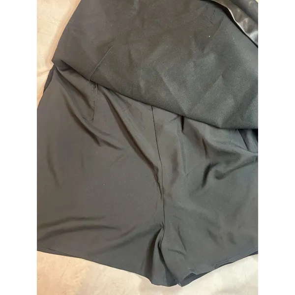 Abercrombie & Fitch Vegan Leather Skort Black High Rise Mini Skirt Shorts M - Image 3