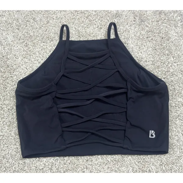Buff Bunny Collection Ivy Crop Top Black Strappy Back Athletic Tank Size M - Image 6