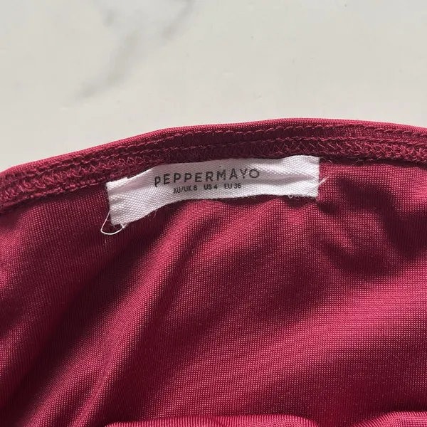 Peppermayo Exclusive Rudy Maxi Dress Maroon Size 4 Column Form-Fitting Gown - Image 3