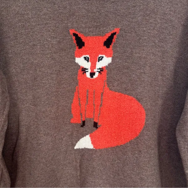 Old Navy Vintage Fox Sweater Size Large Crew Neck - Image 2
