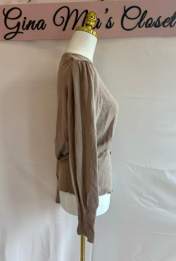 Banana Republic Women's Silk Blend Button-Up Cardigan Sweater Size Large Taupe - Image 4