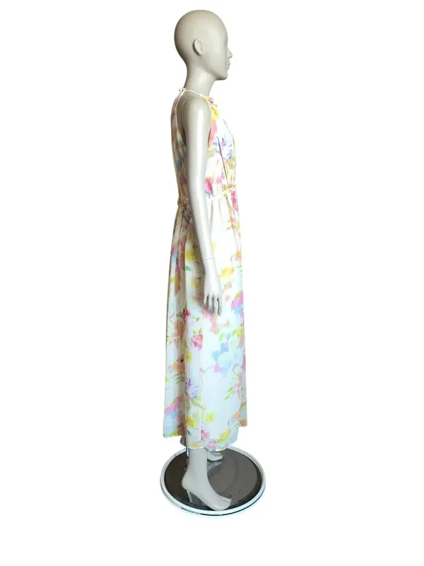 Zara Off White Patterned V Neck Dress - Image 5