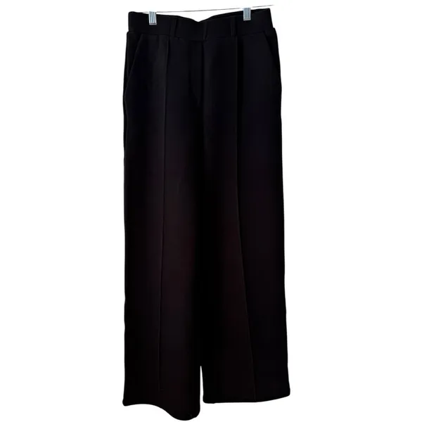 NWT OGL FuzzLuxe High Rise Straight Leg Pull On Pleated Pants Black Size XS - Image 2