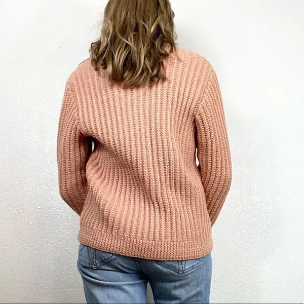 Vintage Light Orange Knit Button Up Cardigan Sweater - Image 2