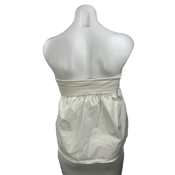 Zara Women's White Strapless Tube Bandeau Button Up Peplum Blouse Top Size M - Image 3