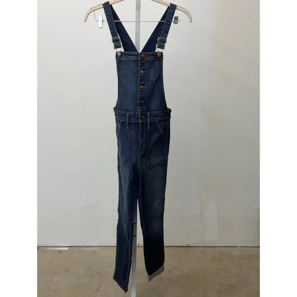 Madewell Size Small Blue Denim Button Front Slim Jean Casual Classic Overalls - Image 3