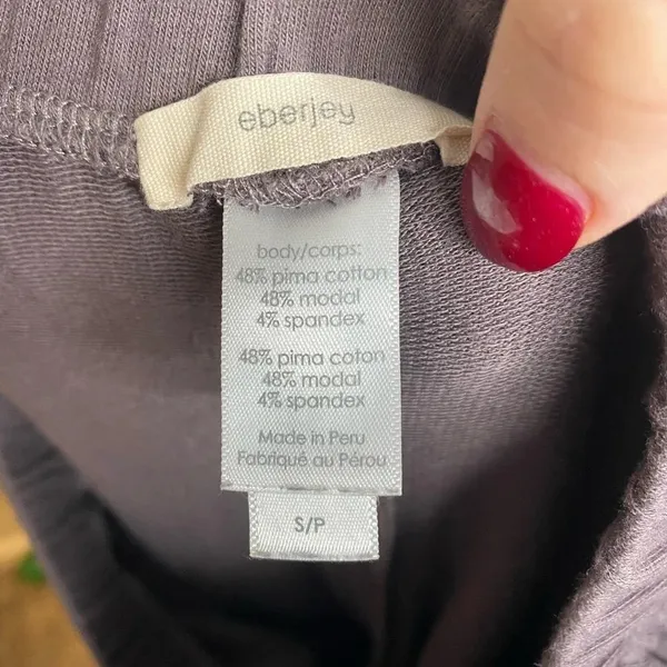 EBERJEY Plum and White Pima Cotton Mix Stripe Track Jogger Set Size Small‎ - Image 9