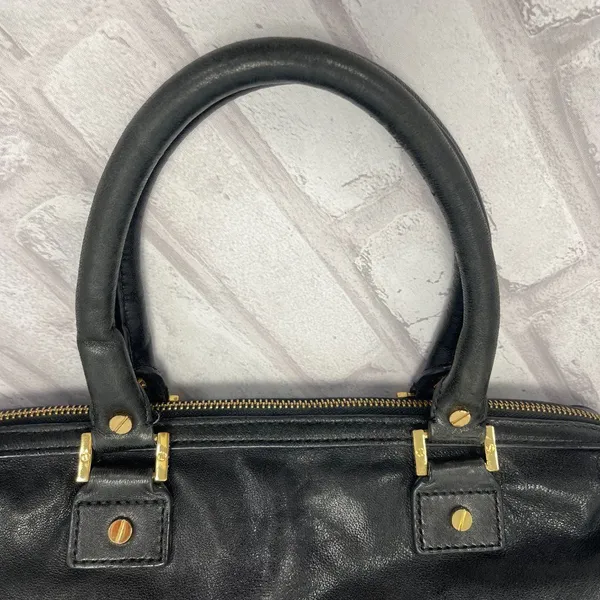 Tory Burch Top Handle Satchel in Black Leather w/ Gold-tone Chain - Preowned - Image 14