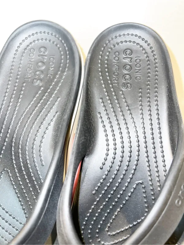 CROCS Women’s Platform Crocband Black and White Casual Flip Flop Sandals - Image 4