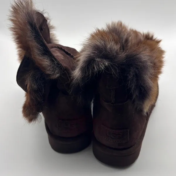 UGG Australia Brown Suede Faux Fur Cuff Winter Boots Womens 10 - Image 6