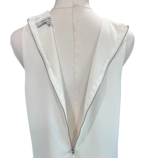 Naked Zebra Mini Shift Dress Y2K Retro Formal Office White SZ LG Lined Summer - Image 6